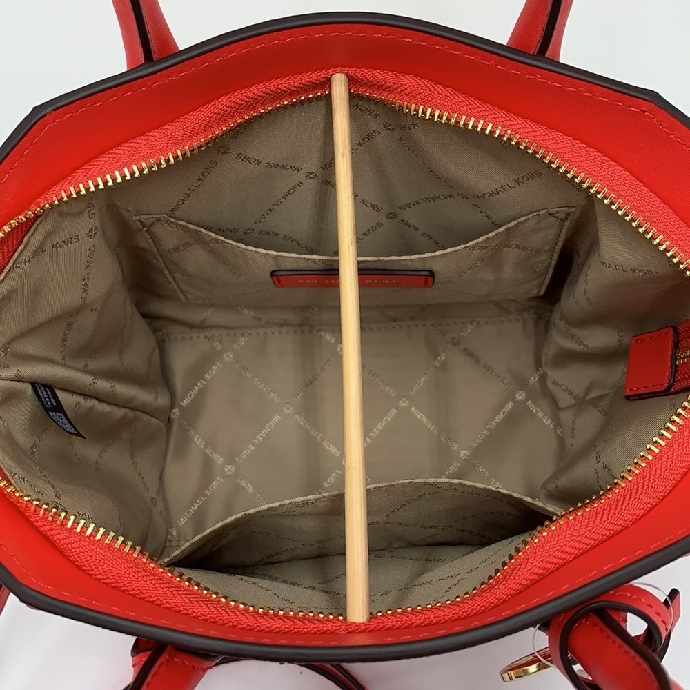 MICHAEL KORS AVRIL SMALL TOP ZIP SATCHEL CORAL RIFF COLOR - Picture 6 of 16